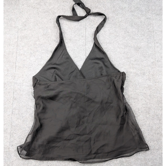 VIntage Halter Top Womens Large Y2K Studio Y Whimsigoth Chiffon Preppy Black 90s - Picture 2 of 6